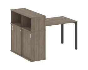 Стол письменный на П-образном м/к с опорным шкафом-купе 161x112x109,8 Метал Систем / Metal System images