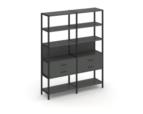 Двухсекционный стеллаж пятиярусный с ящиками 1590х400х1980 Шелф Систем / Shelf System images