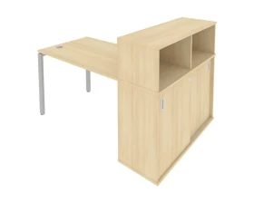 Стол письменный на П-образном м/к с опорным шкафом-купе 161x112x109,8 Метал Систем / Metal System images