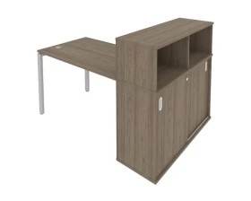 Стол письменный на П-образном м/к с опорным шкафом-купе 161x112x109,8 Метал Систем / Metal System images