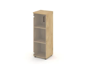 Шкаф средний узкий левый прозр. стекло 400x400x1203 зад. стенка HDF Стайл Проджект / Style Project images