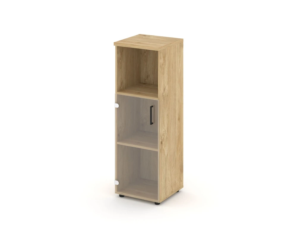 Шкаф средний узкий левый прозр. стекло с нишей 400x400x1203 зад. стенка HDF Стайл Проджект / Style Project