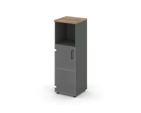 Шкаф средний узкий левый прозр. стекло с нишей 400x400x1203 зад. стенка HDF Стайл Проджект / Style Project images