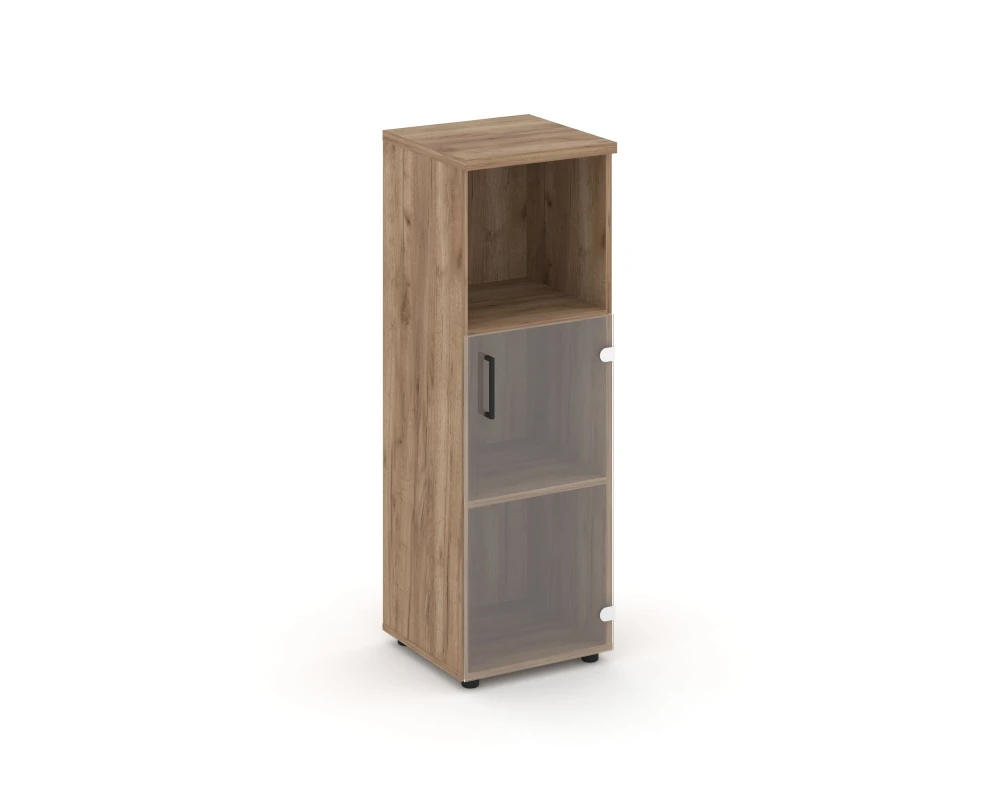 Шкаф средний узкий правый прозр. стекло с нишей 400x400x1203 Стайл Проджект / Style Project
